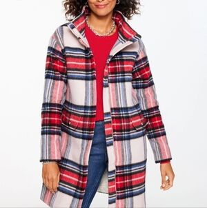 Talbots Wool Blend Stadium Coat - Fireside Plaid Small Retail Price $475